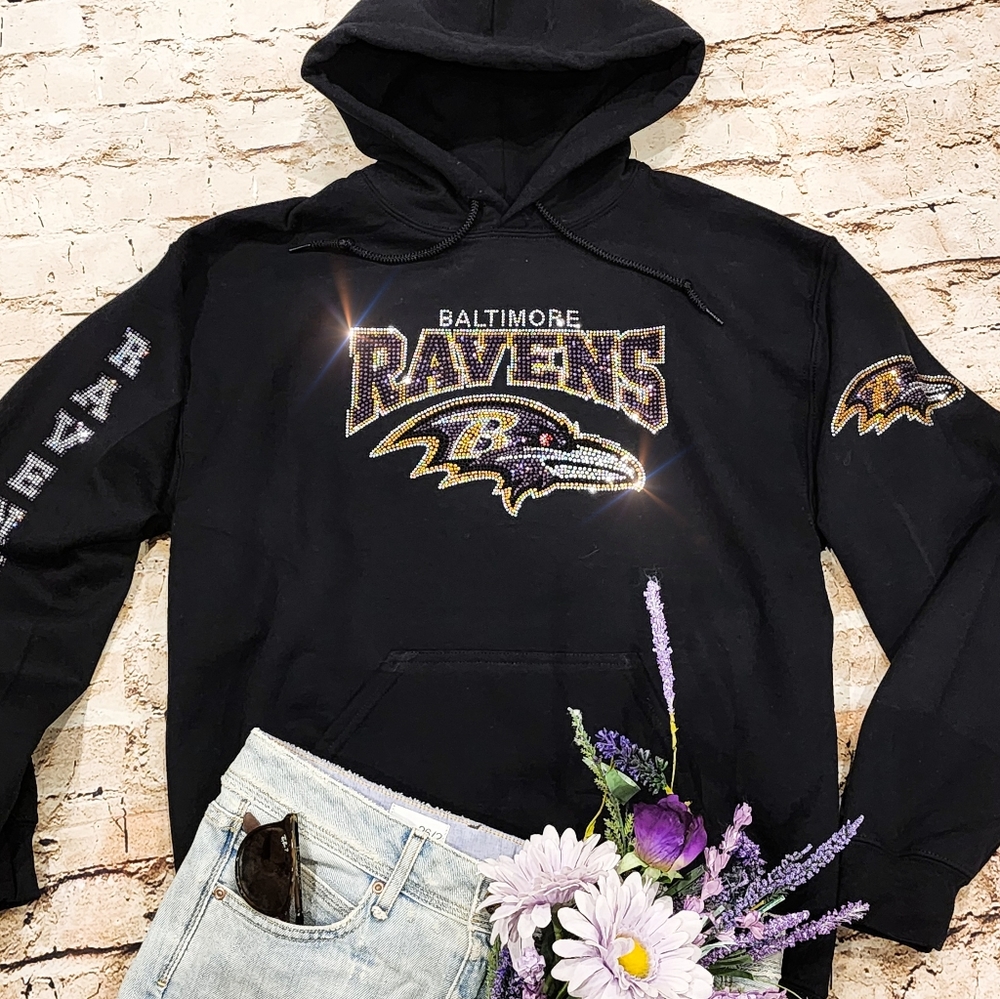 New Baltimore Ravens UNISEX Rhinestone Hoodie All Sizes - Picture 7 of 8
